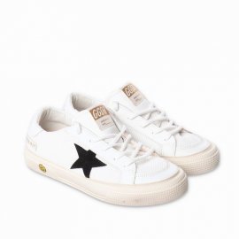 White Leather Boy Sneakers With Laces