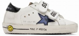 Baby White Old School Sneakers In White/navy Blue/blac