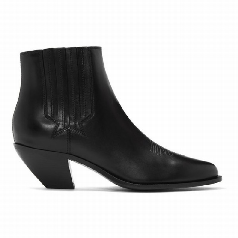 Sunset Leather Ankle Boots In Black