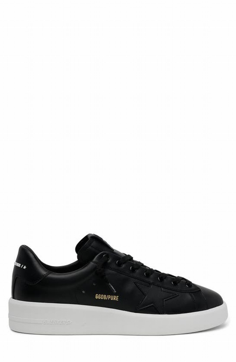 And White Purestar Leather Sneakers In Black