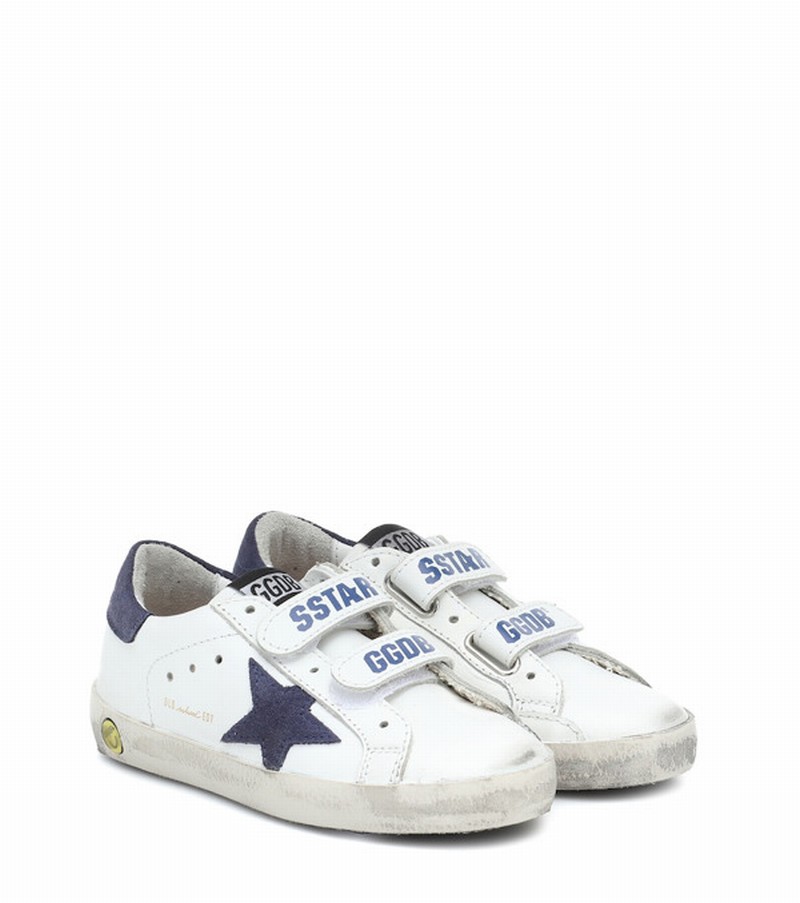 Kids' Old School Leather Sneakers In Bianco