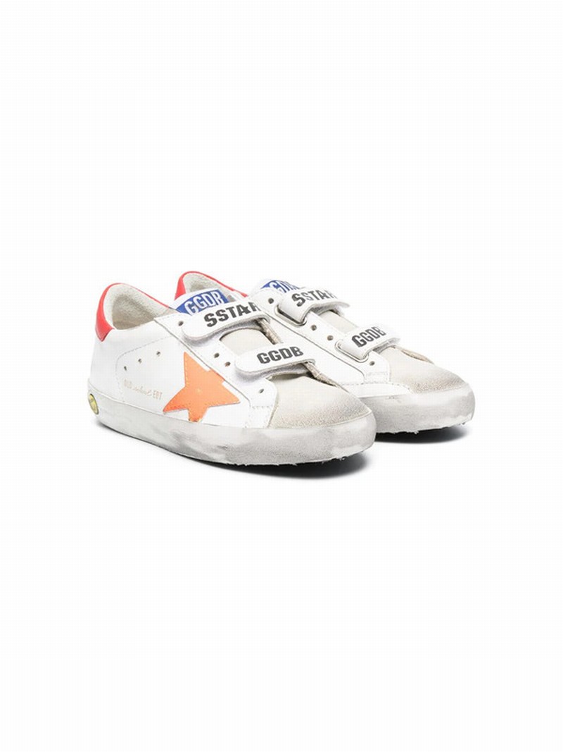 Kids' White / Red / Orange Leather Superstar In White/orange