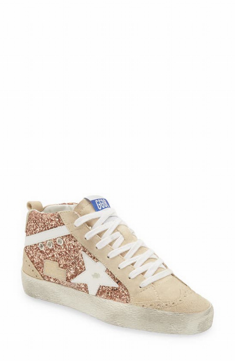 Deluxe Brand Women's Mid Star Glitter Mid Top Sneakers In Rose Gold Glitter