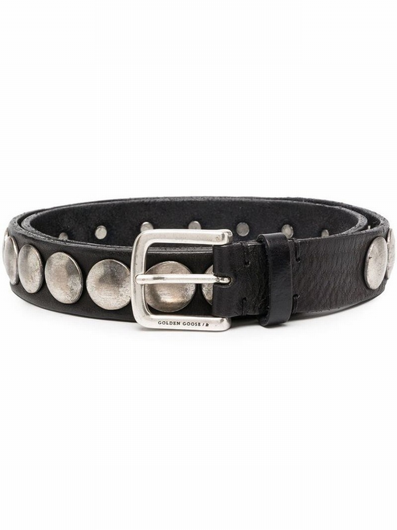 Belt Trinidad Washed Leather Studs In Black