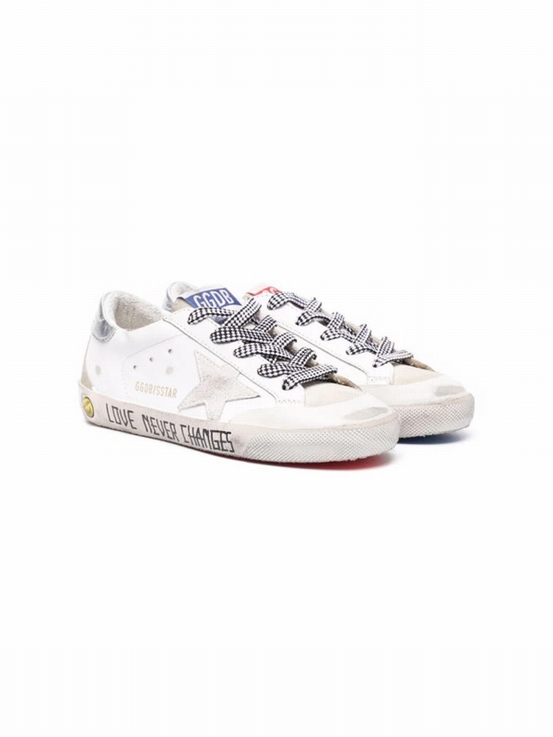 Kids' Star-patch Lace-up Sneakers In White