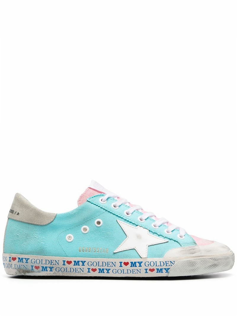 Super-star Distressed-effect Sneakers In Blue