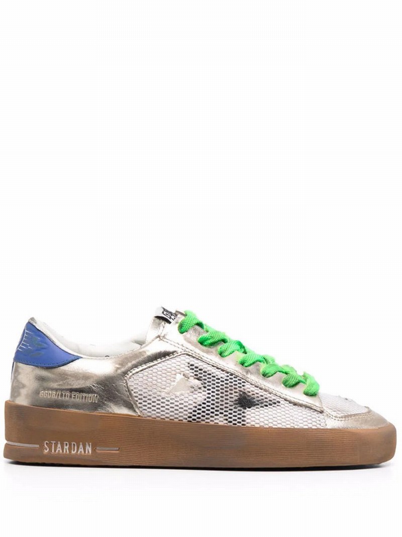 Stardan Colour-block Leather Sneakers In Gold