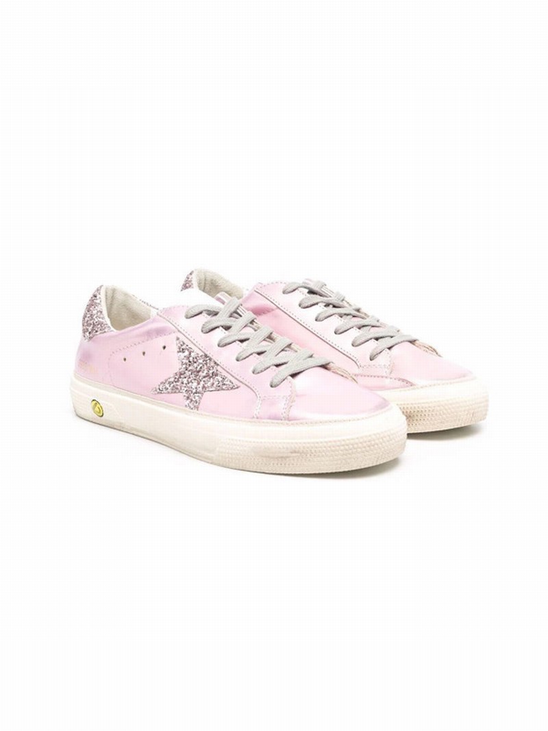 Kids' Superstar Glitter-detail Sneakers In Pink