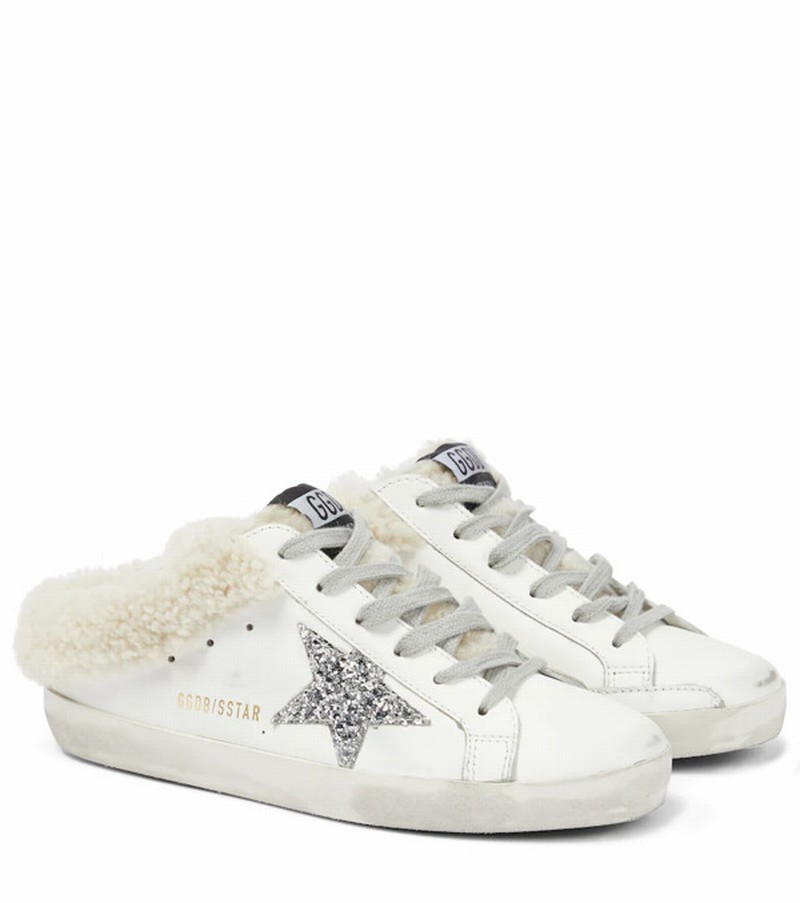 Superstar Shearling Sabot Sneakers In Whiteseedpearlnat