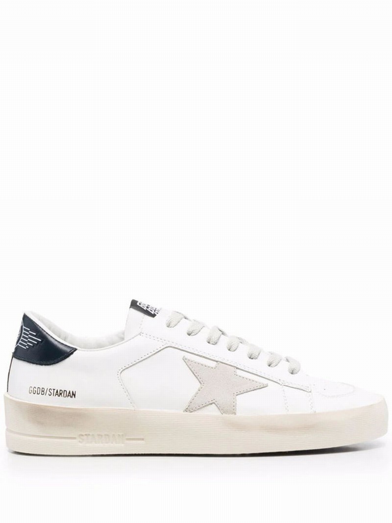 Mens White Leather Sneakers