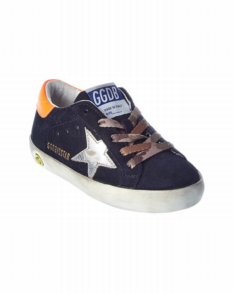 Kids Superstar Navy Suede Sneakers (it24-it27) In Blue