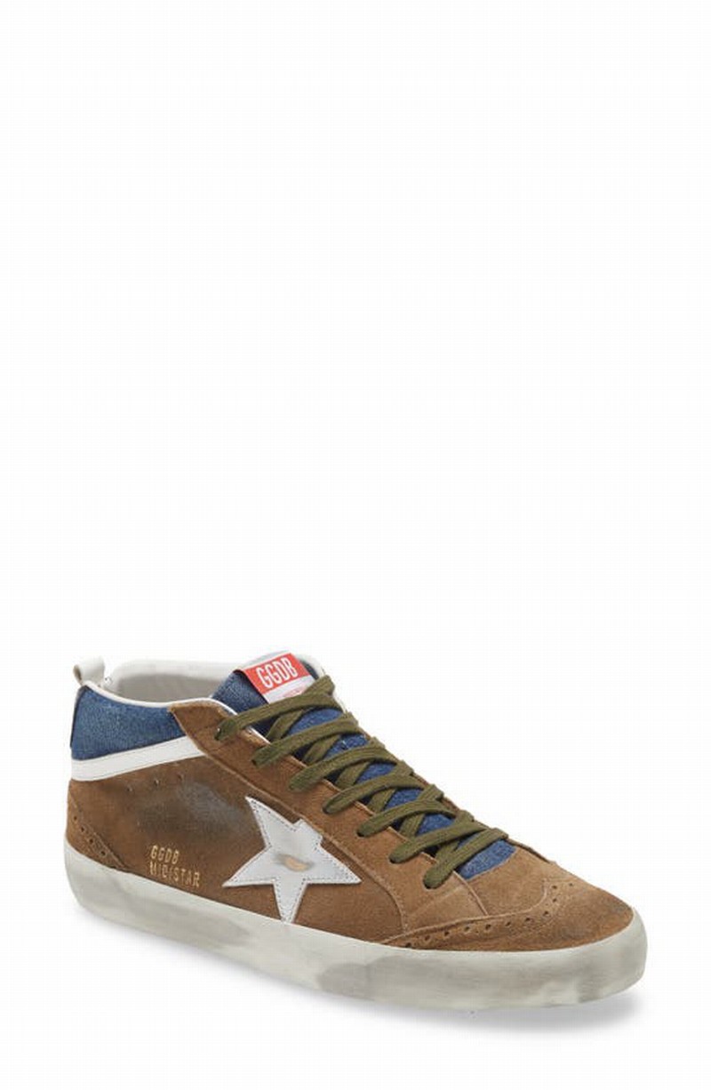 Mid Star Sneaker In Tobacco/ Blue/ Silver/ White