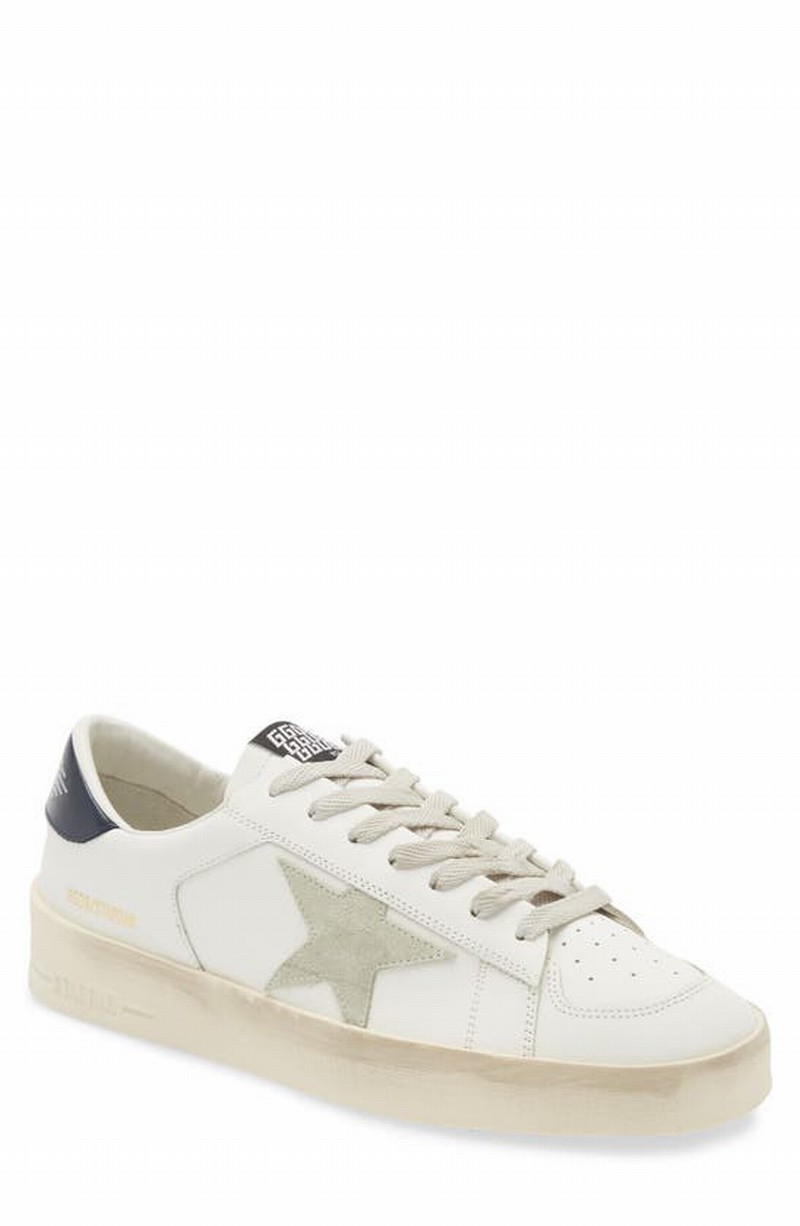 Stardan Leather Low-top Sneakers In White/ice/black