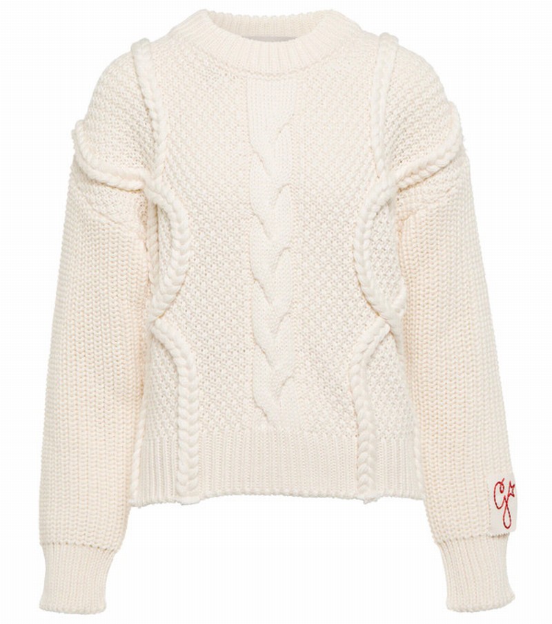 Oversized Cable-knit Crewneck Sweater In Ivory