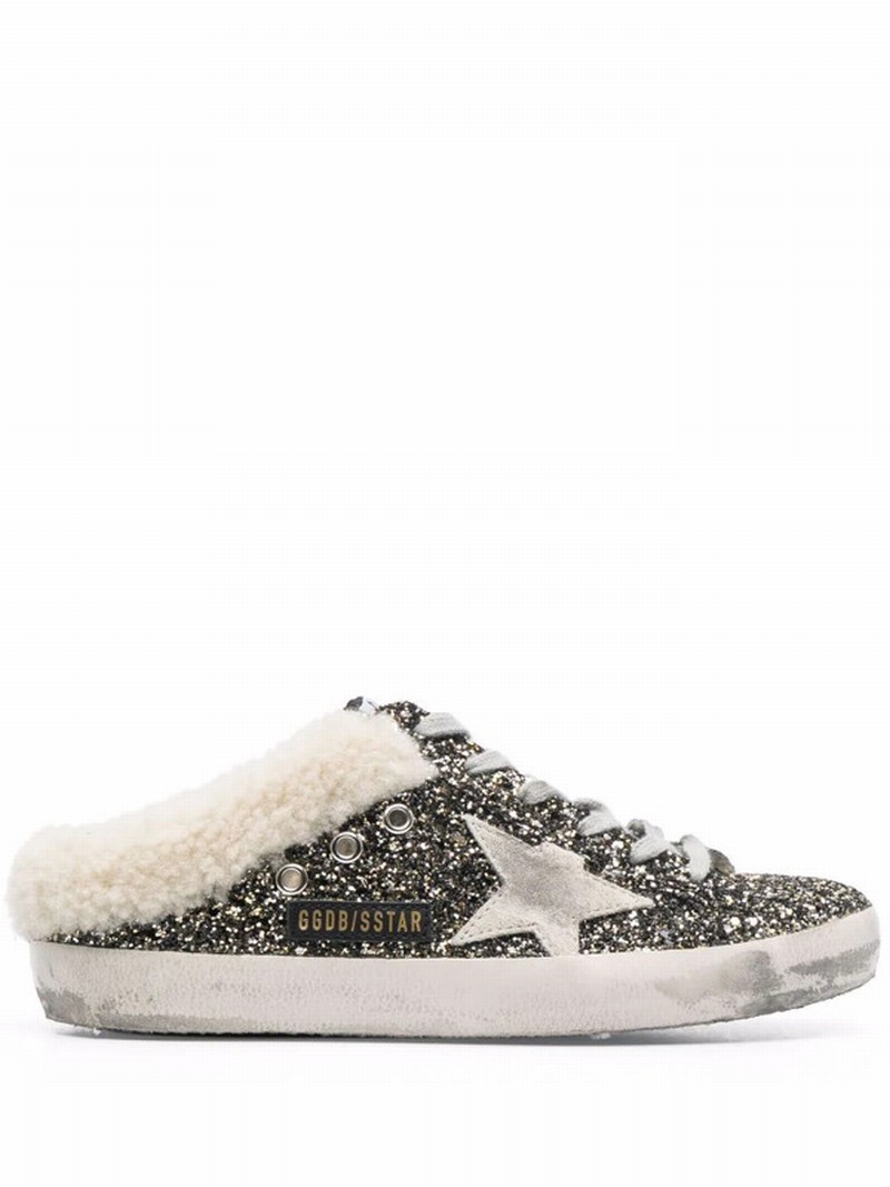 Super-star Sabot Sneakers In Black Gold Beige Ice