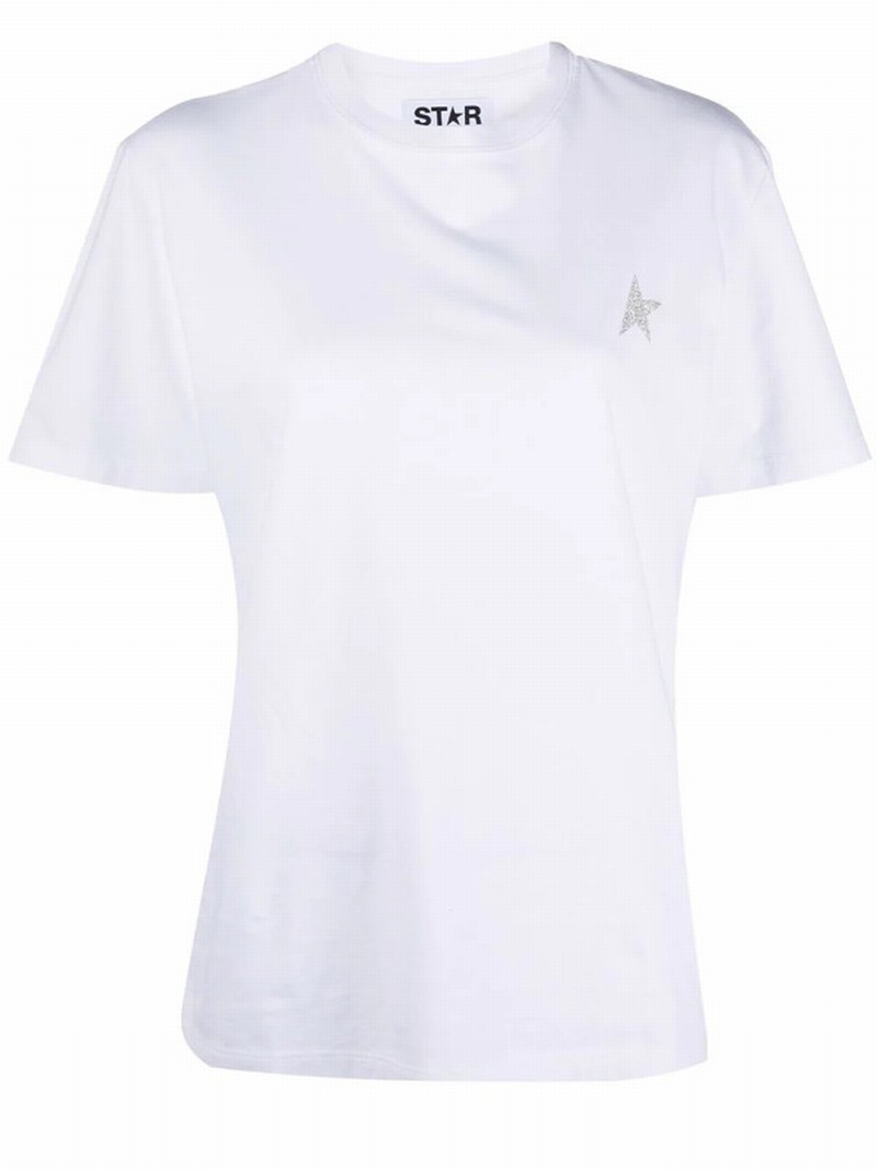 Glitter-logo Cotton T-shirt In White