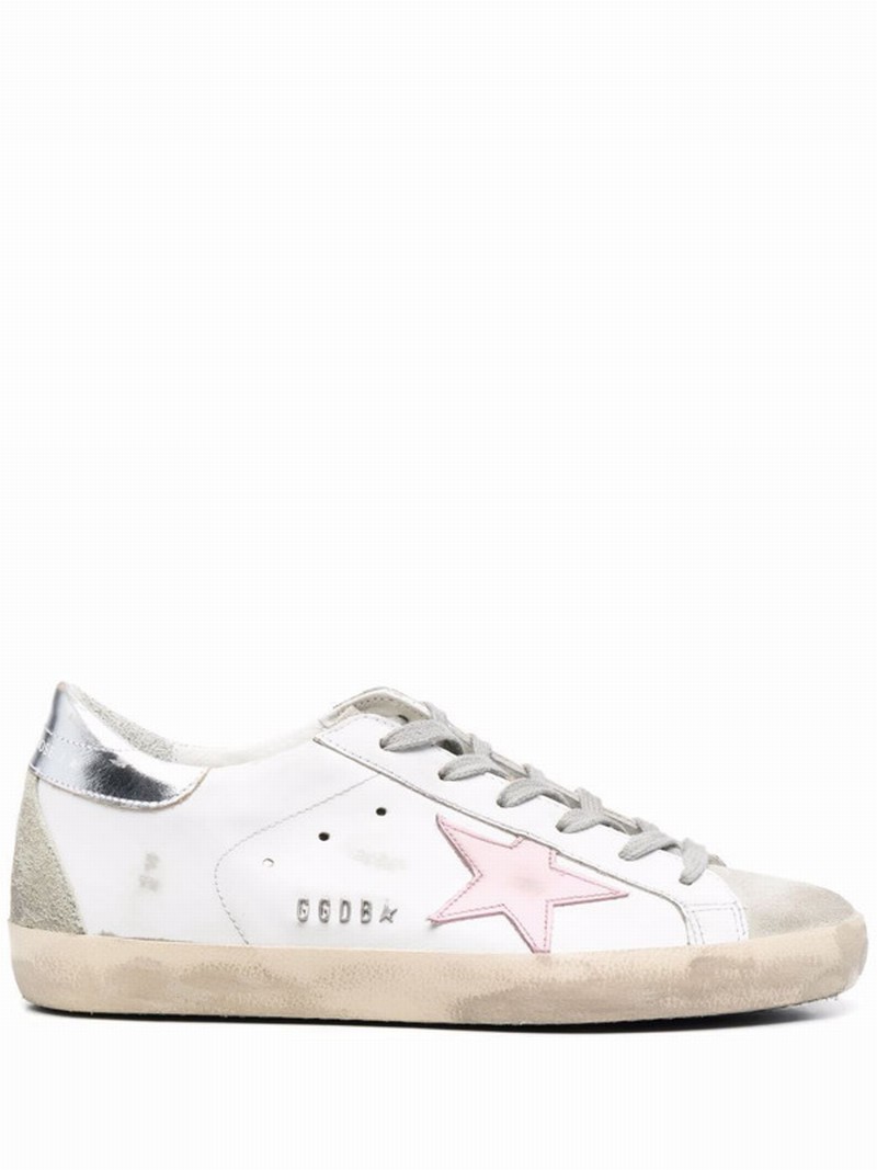 Super-star White And Pink Sneakers In Silver