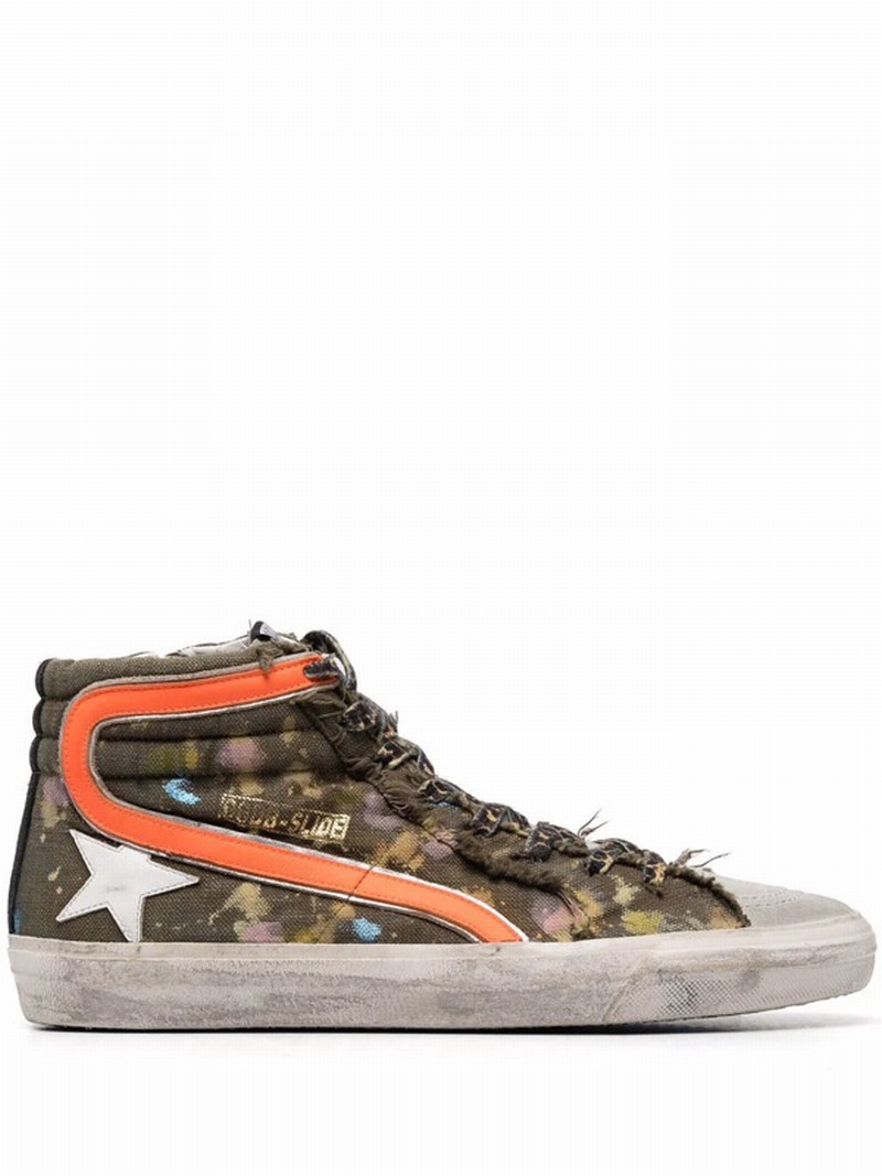 Slide Paint-splatter High-top Trainers In Gr??n