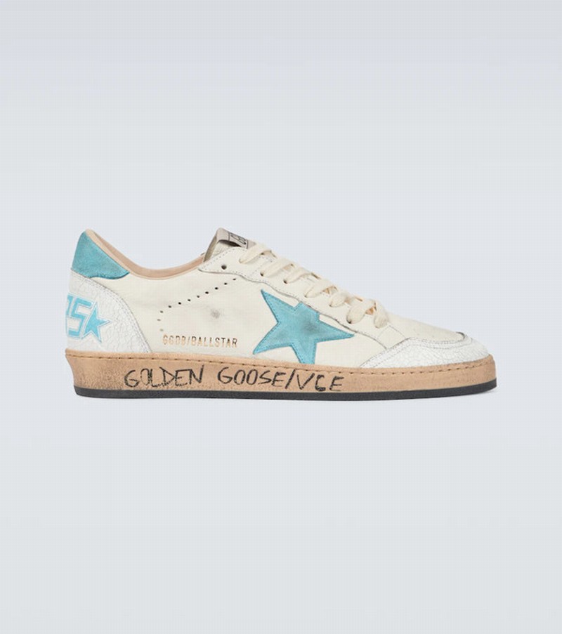 White & Blue Ball Star Low-top Sneakers