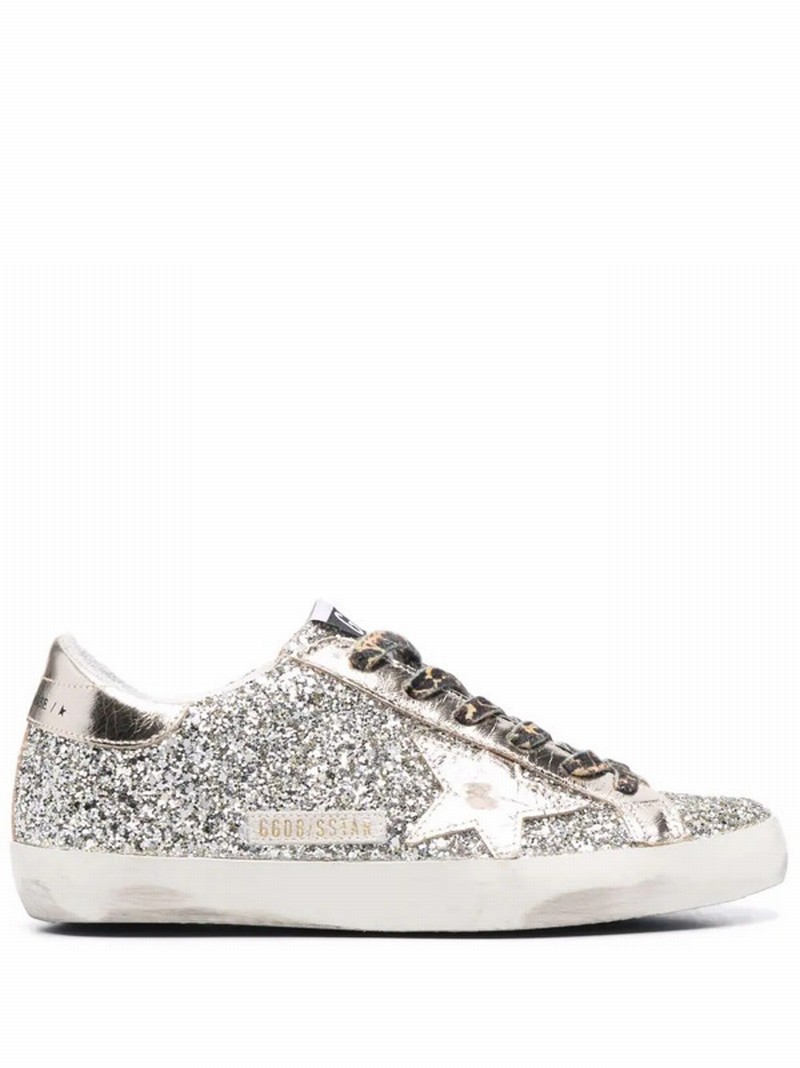 Super-star Glitter Sneakers In Silver