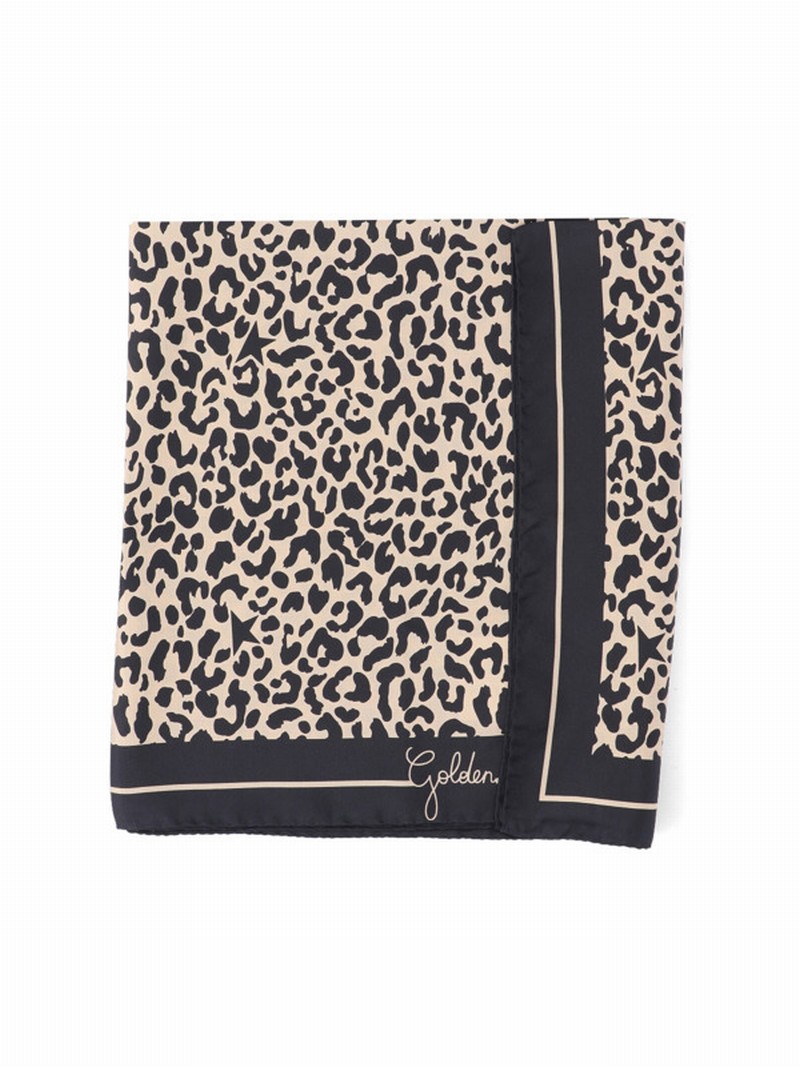 Animalier Foulard With Logo In Beige