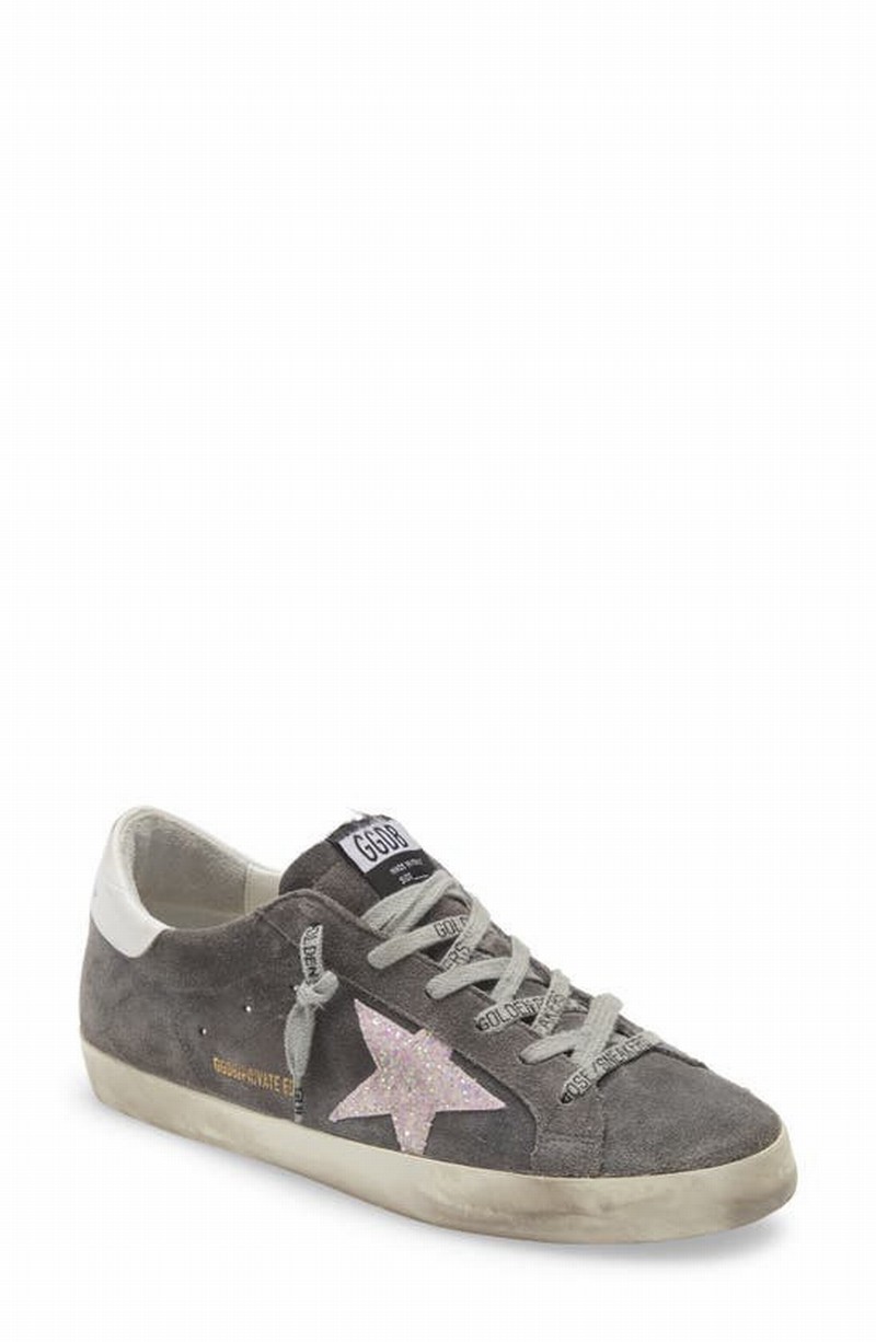 Super-star Glitter Low Top Sneaker In Grey/ Baby Pink/ White