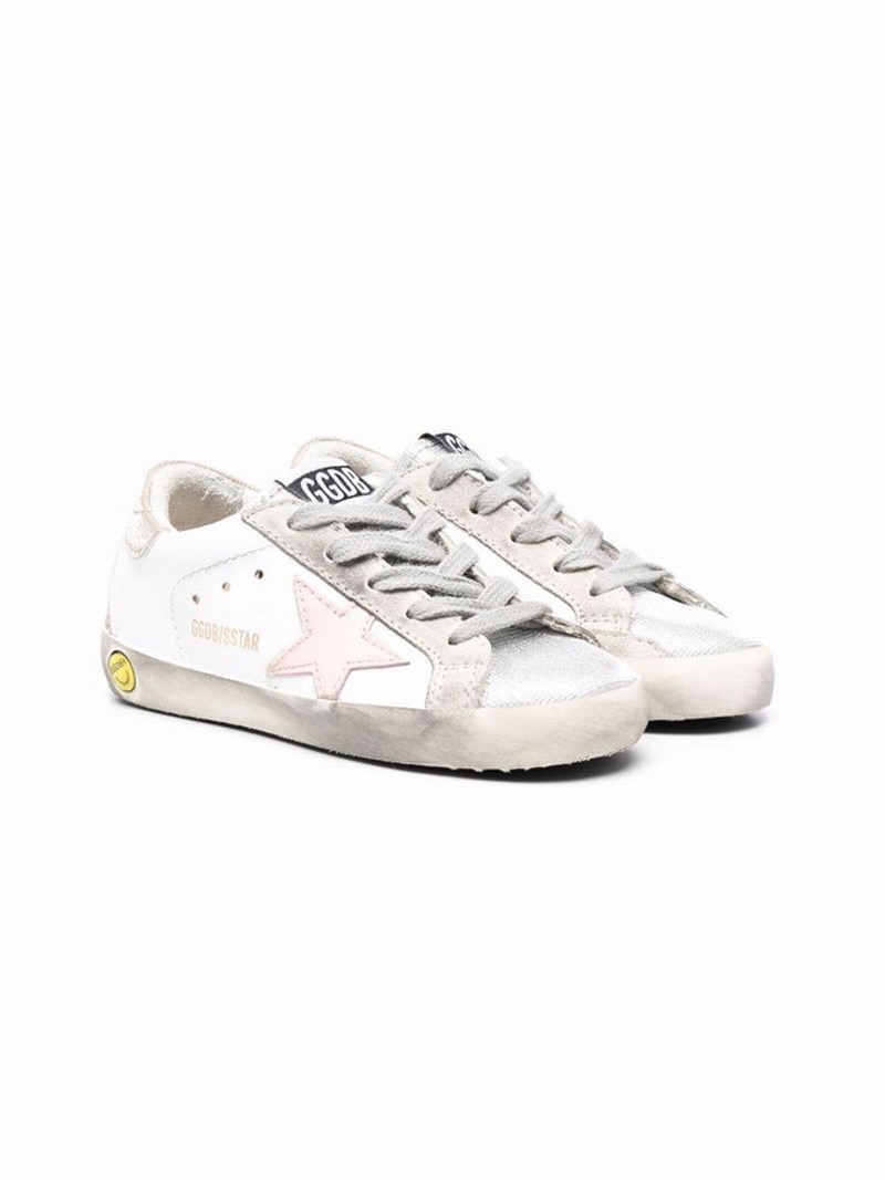 Kids' White Old School Velcro Leather Sneakers