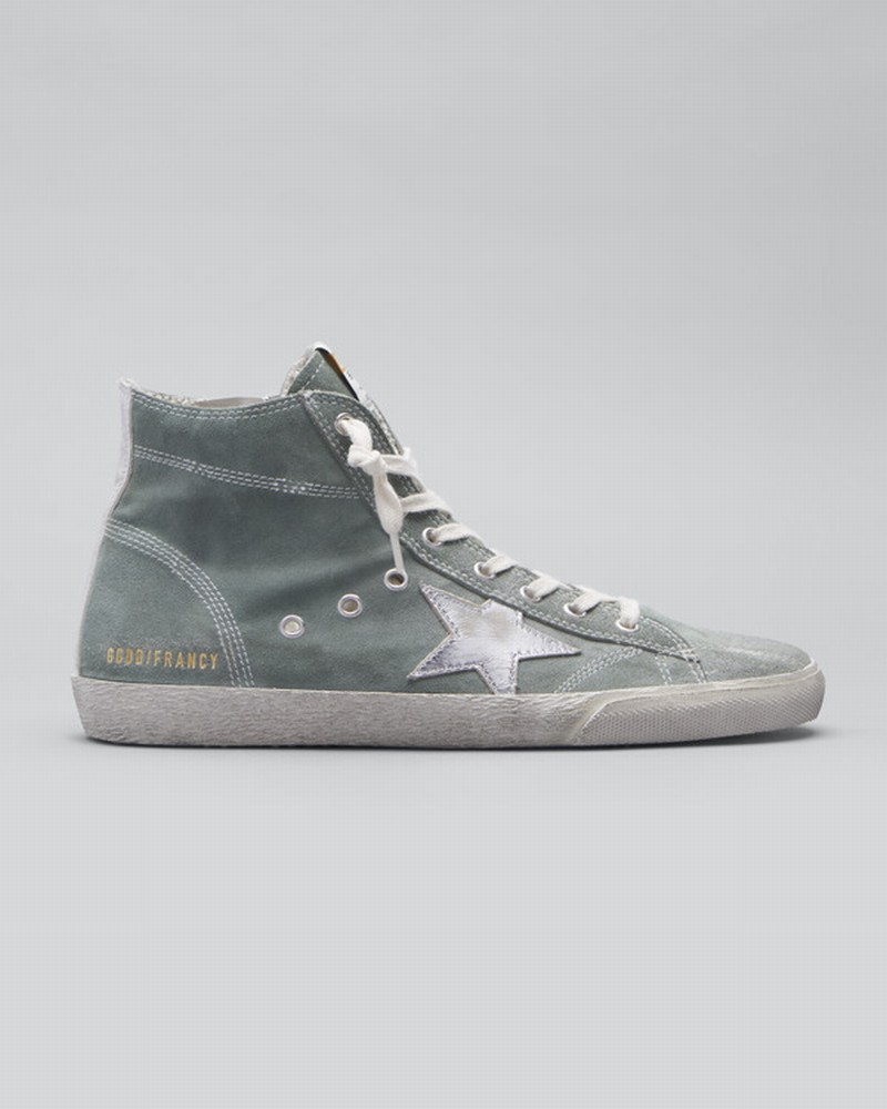 Francy Mixed Leather Mid-top Sneakers In Green