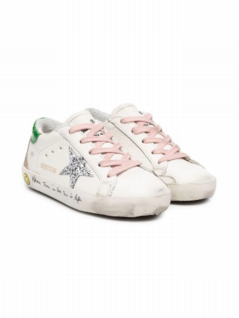 Kids' Super-star Sneakers With Glitter Star In White