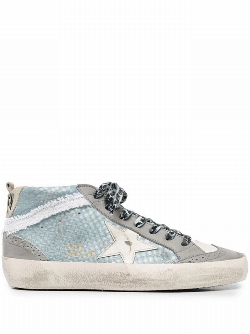 Mid Star Checkered Glitter Star Sneaker In Blue-lt