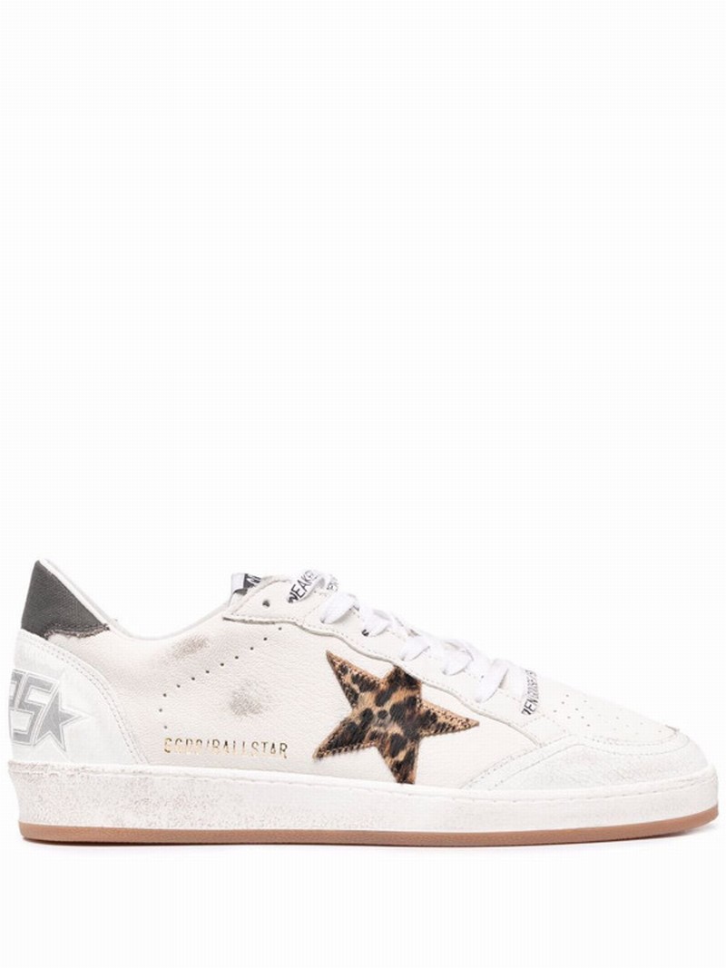 Leopard-star Leather Trainers In Neutrals