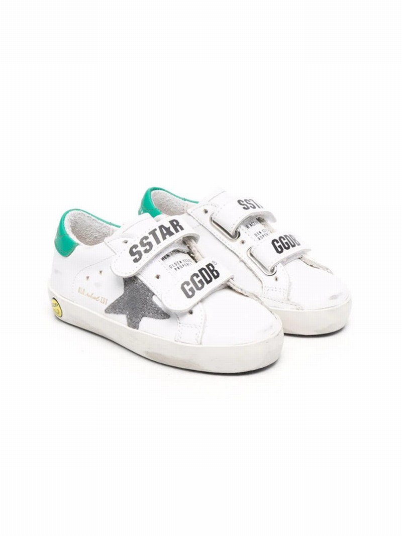 Kids' Star-patch Touch-strap Sneakers In White