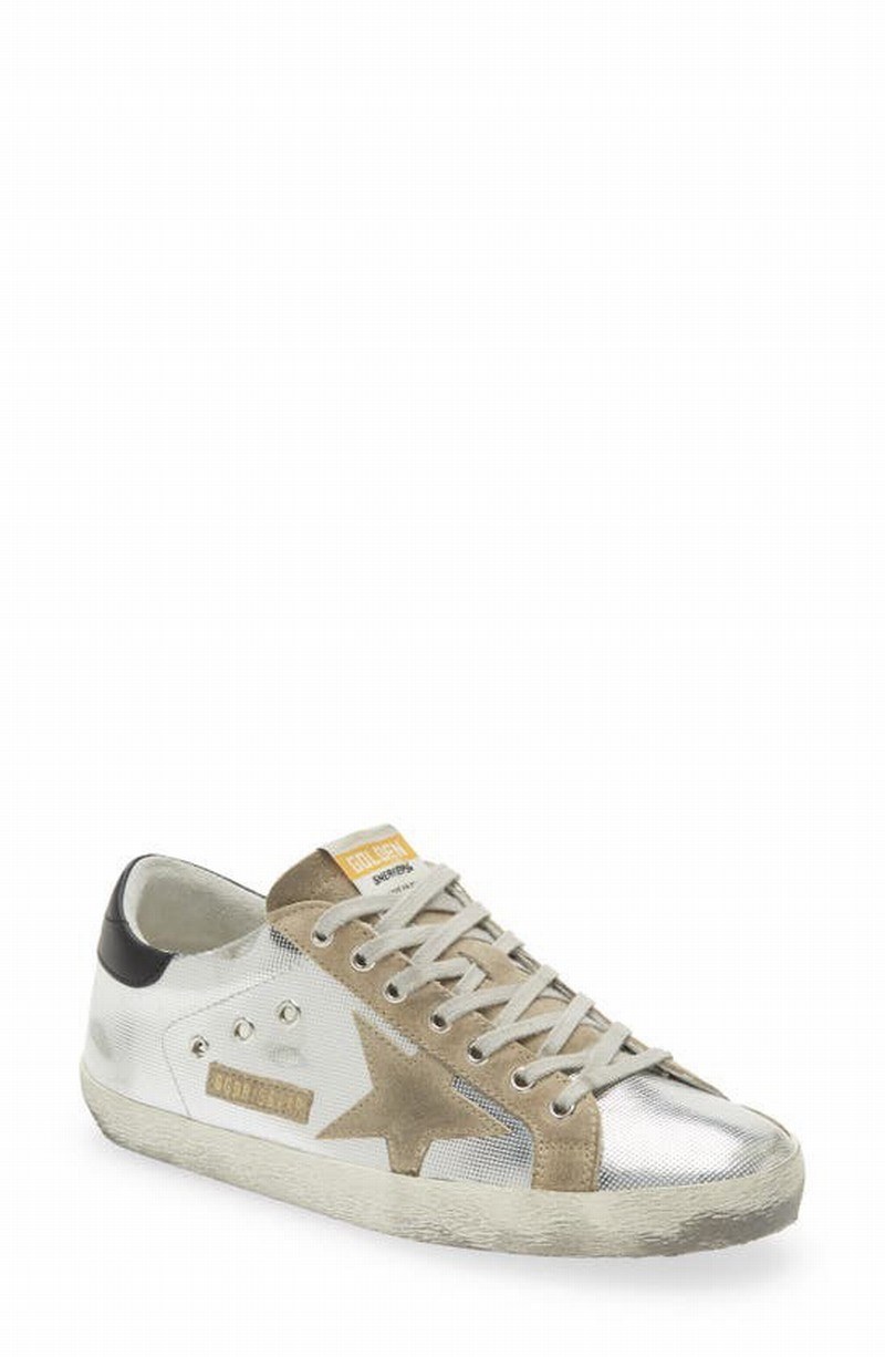 Super-star Laminated Sneaker In Silver/ Taupe/ Black