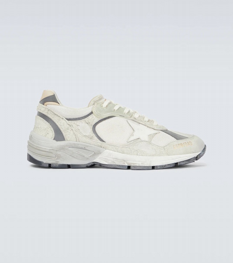 Dad-star Distressed Sneakers In White/silver