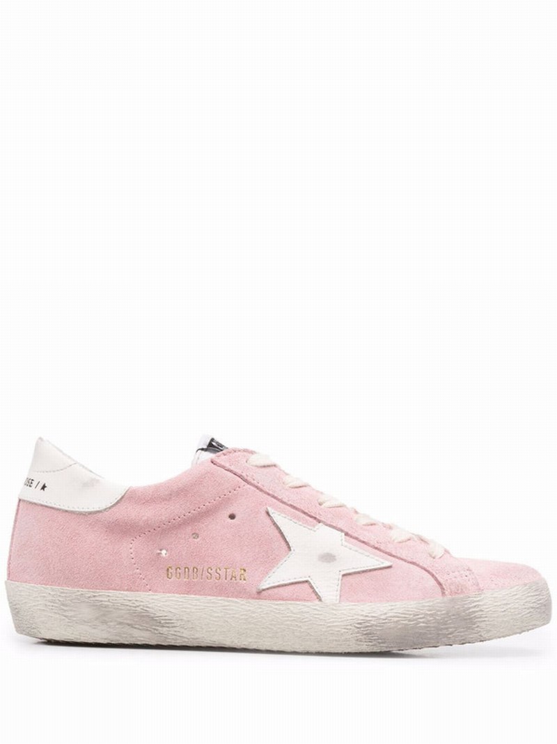 Superstar Pink Distressed Suede Sneakers