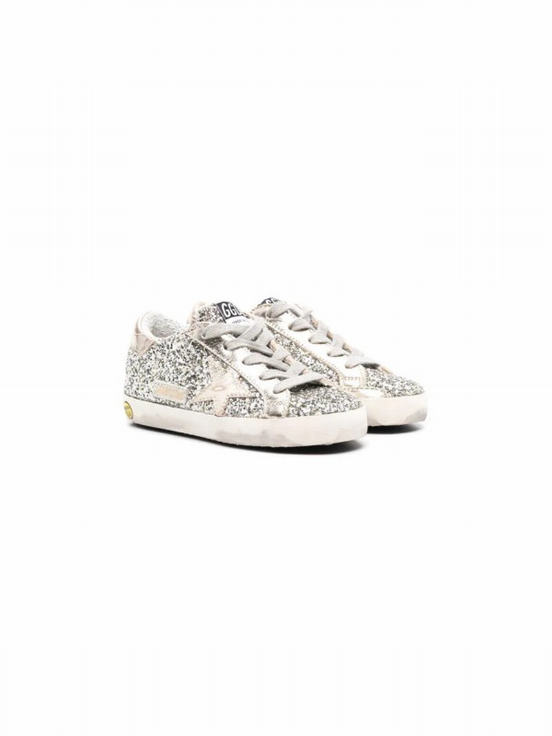 Kids' Super-star Glittered Sneakers In Metallic