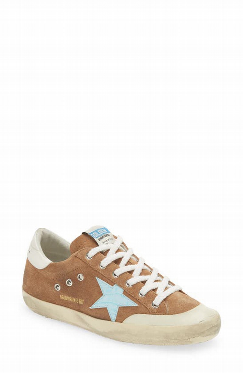 Super-star Low Top Sneaker In Tobacco/ Light Blue/ White