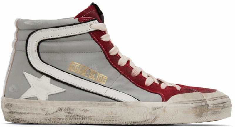 Gray & Red Slide High-top Sneakers In Grey