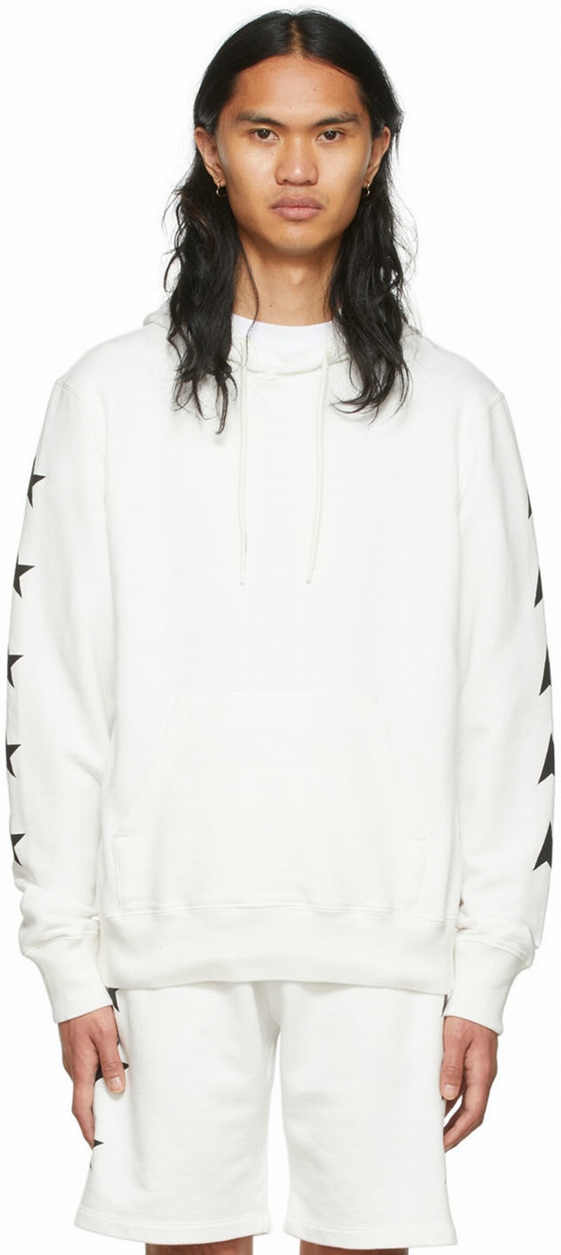 Star-print Pullover Hoodie In White