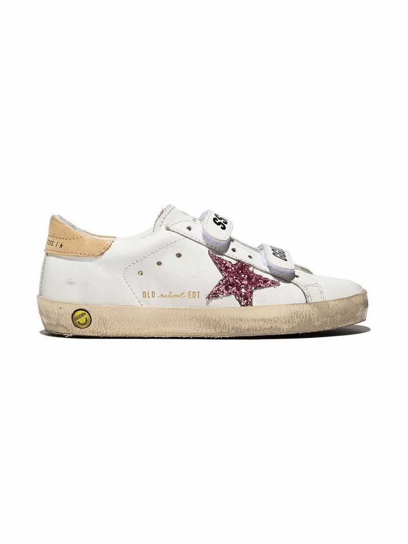 Kids' Old School Touch-strap Sneakers In White