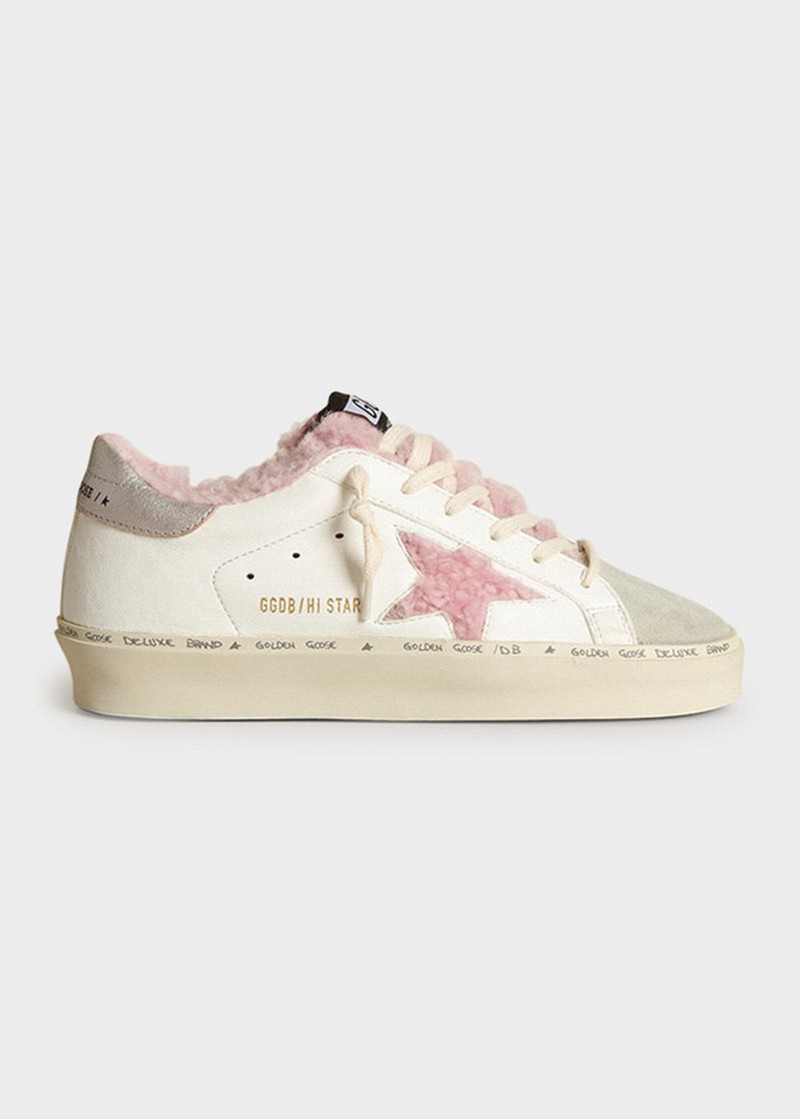 Women's Hi-star Shearling-lined Leather And Suede Sneakers In White