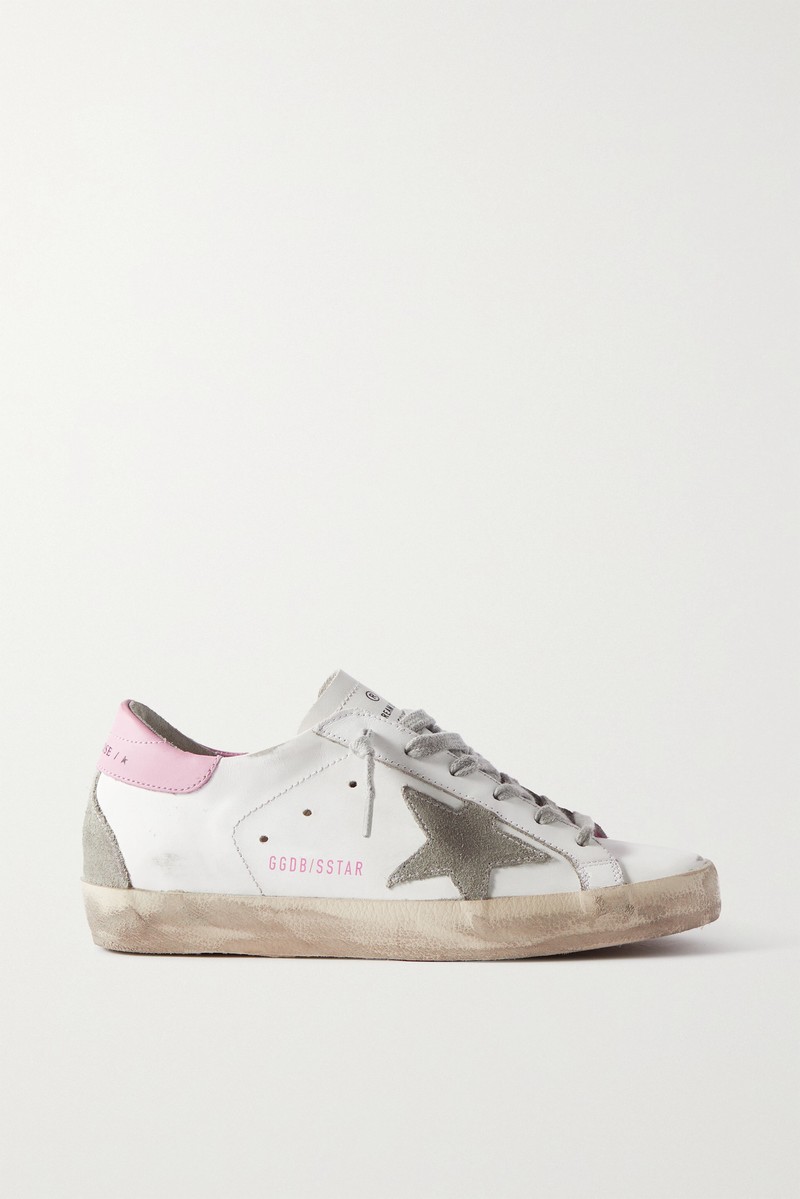 Superstar Distressed Suede-trimmed Leather Sneakers In White