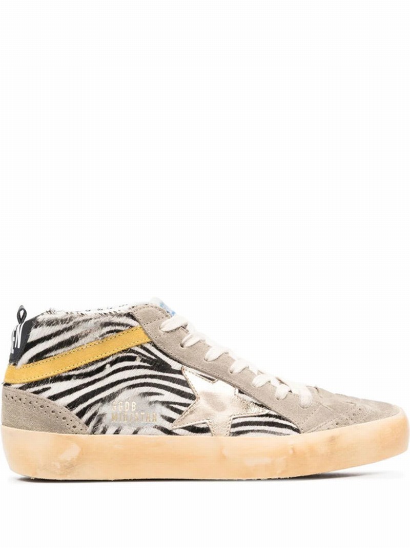 Mid Star Zebra-print Sneakers In Grey