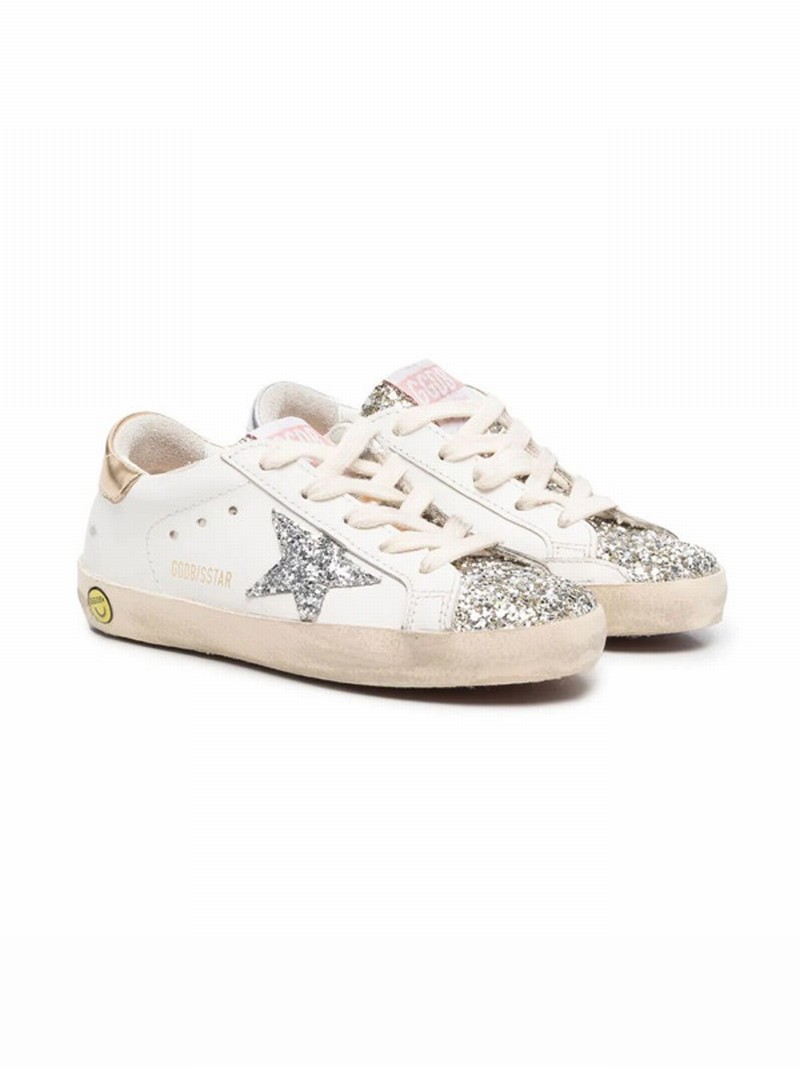 Kids' Superstar Glittered Sneakers In White