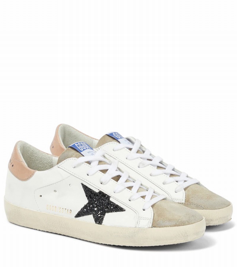 Superstar Leather Sneakers In White/taupe/black/dove Grey