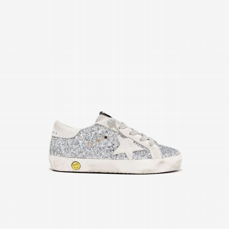 Kids' Silver Super-star Glitter Sneakers