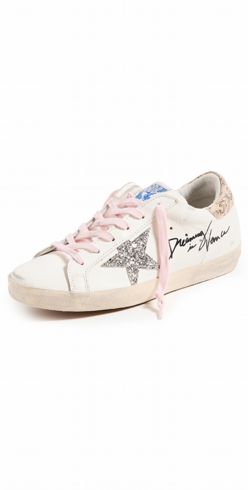 Super Star Glitter Star Sneakers In White/silver/beige Leo