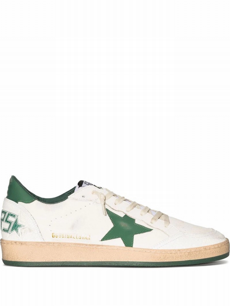 Star-patch Lace-up Sneakers In White