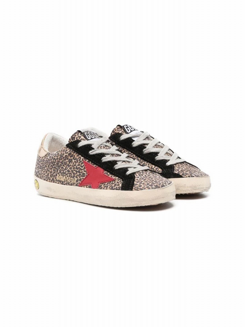 Leopard Print Star-patch Sneakers In Neutrals