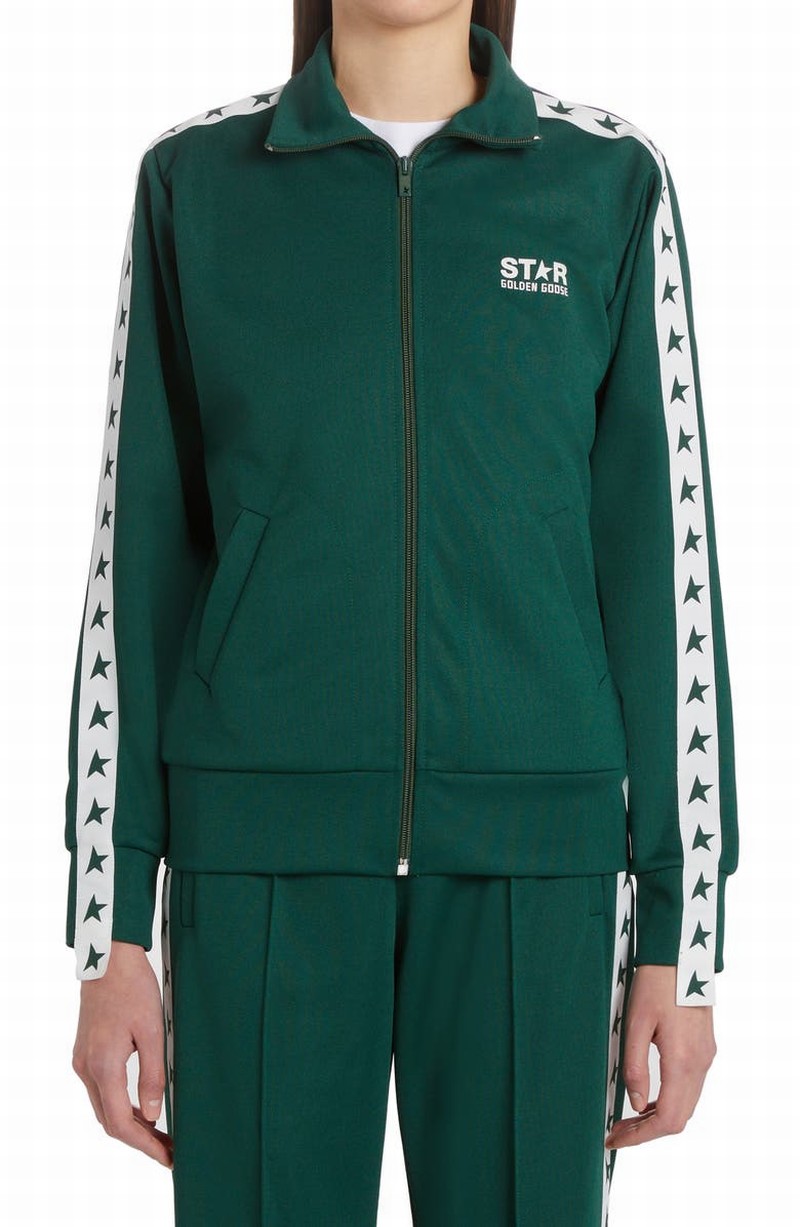 Denise Star Logo Track Jacket In Bright Green/ White